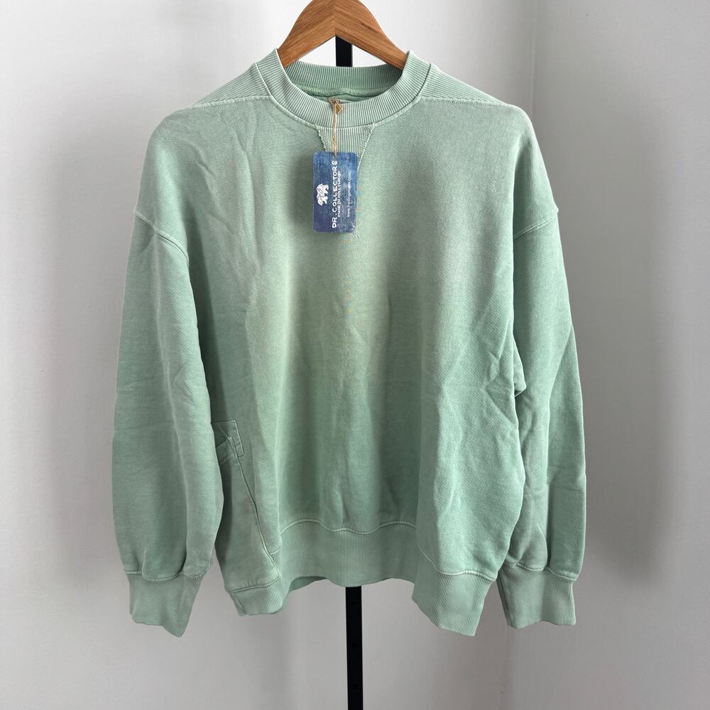 Dr. Collector's Relax French Terry Sunfaded Smoke Green Sweatshirt S NEW Crew